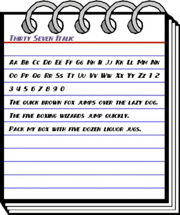 Thirty-Seven Italic animated font preview Thirty-Seven Italic animated font preview