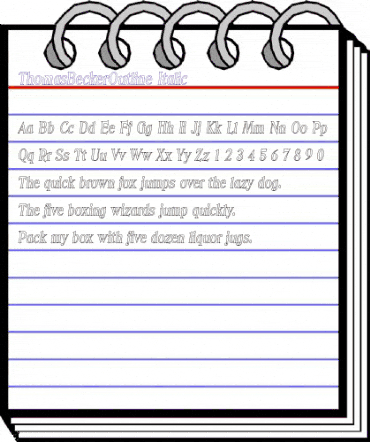 ThomasBeckerOutline Italic animated font preview ThomasBeckerOutline Italic animated font preview