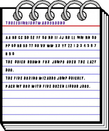 ThreeDimRightwardsRound Regular animated font preview