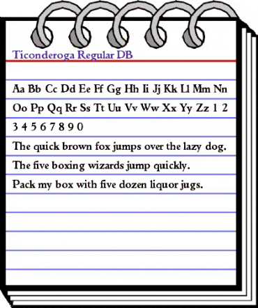 Ticonderoga DB Regular animated font preview