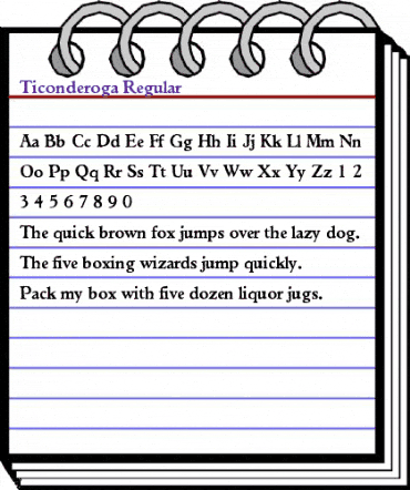 Ticonderoga Regular animated font preview