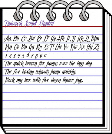 Tipbrush Script Slanted Italic animated font preview