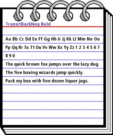 TransitBackNeg Bold animated font preview