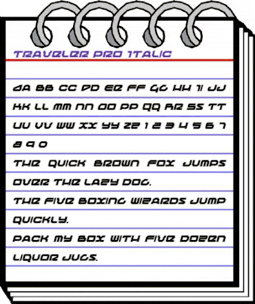 Traveler Pro Italic Italic animated font preview