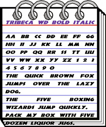 Tribeca Wd BI Bold Italic animated font preview