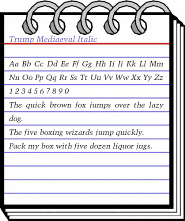 Trump Mediaeval Regular animated font preview