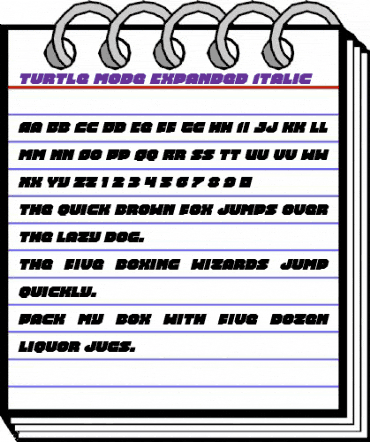 Turtle Mode Expanded Italic Expanded Italic animated font preview