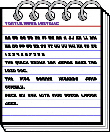Turtle Mode Leftalic Italic animated font preview