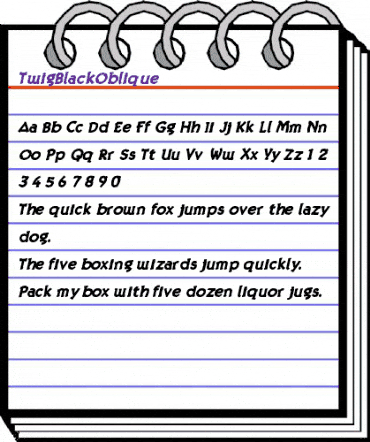 Twig Black Oblique Regular animated font preview
