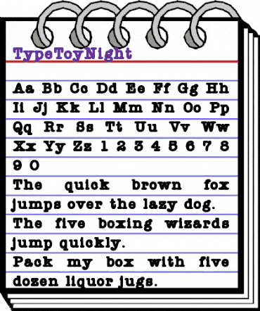 TypeToyNight Regular animated font preview