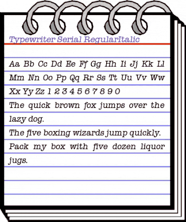 Typewriter-Serial RegularItalic animated font preview