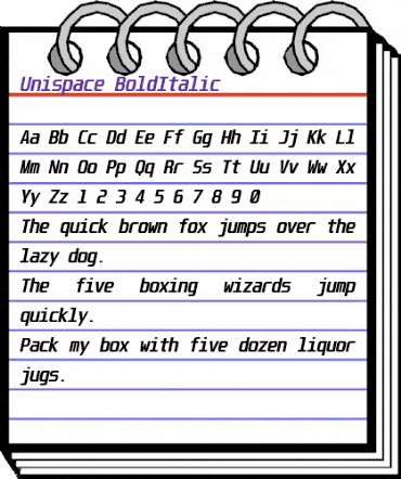 Unispace Bold Italic animated font preview Unispace Bold Italic animated font preview