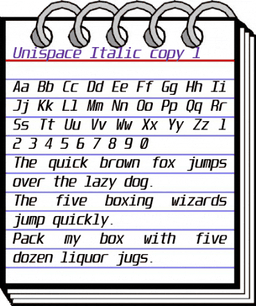 Unispace Italic animated font preview Unispace Italic animated font preview