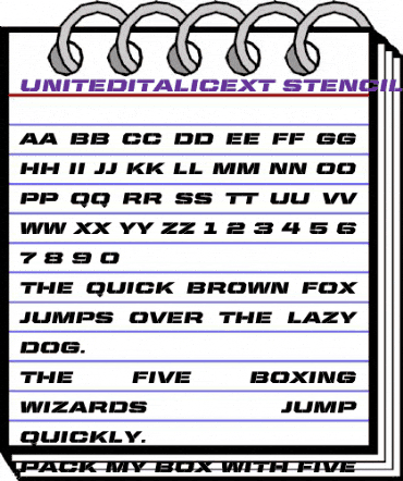 United Italic Ext Stencil animated font preview