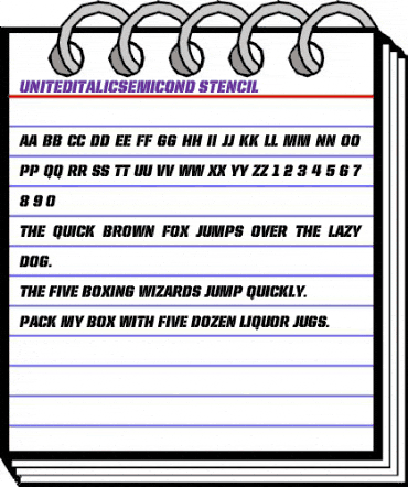 United Italic SemiCond Stencil animated font preview