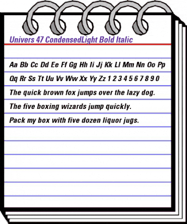 Univers 47 CondensedLight Bold Italic animated font preview Univers 47 CondensedLight Bold Italic animated font preview