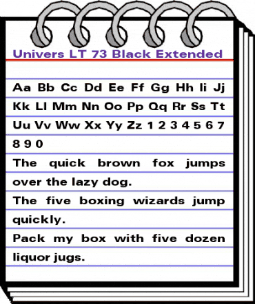 Univers LT 73 BlackExtended Regular animated font preview