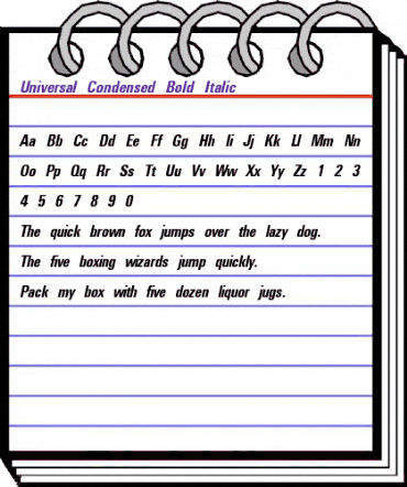 Universal Condensed Bold Italic animated font preview Universal Condensed Bold Italic animated font preview