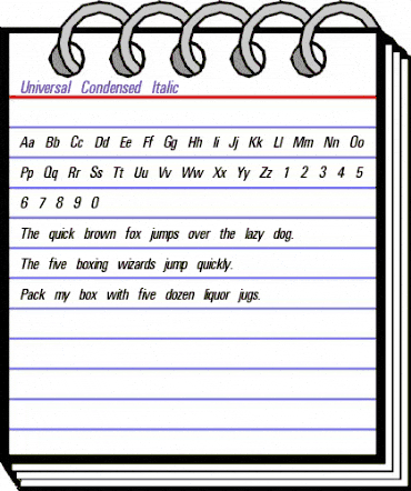 Universal Condensed Italic animated font preview Universal Condensed Italic animated font preview