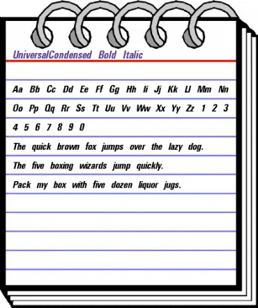 UniversalCondensed Bold Italic animated font preview UniversalCondensed Bold Italic animated font preview