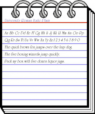 University Roman Italic Regular animated font preview University Roman Italic Regular animated font preview