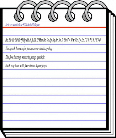 Unknown Caller BTN BoldOblique animated font preview Unknown Caller BTN BoldOblique animated font preview