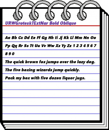 URWGroteskTExtNar Bold Oblique animated font preview