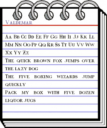 Valdemar Regular animated font preview