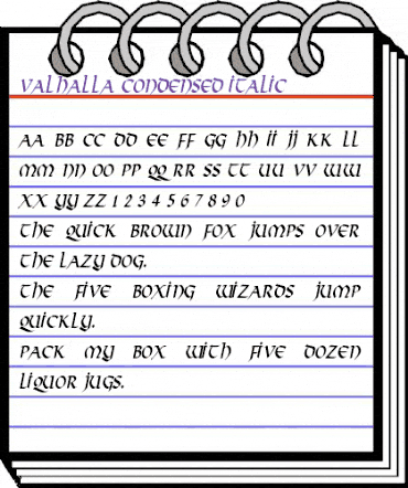 Valhalla Condensed Italic animated font preview Valhalla Condensed Italic animated font preview