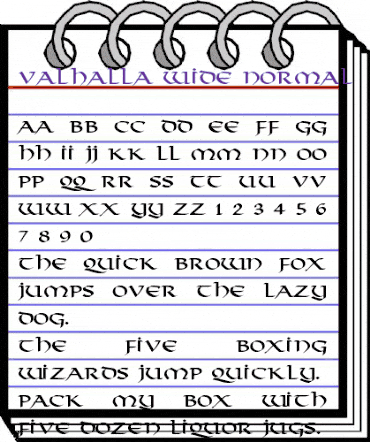 Valhalla Wide Normal animated font preview