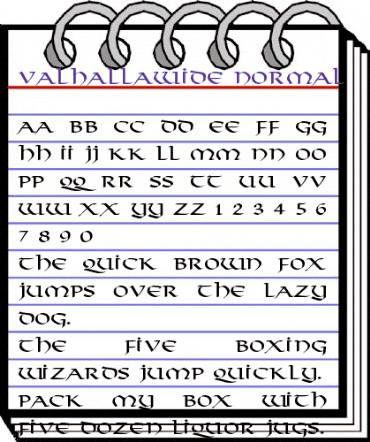 ValhallaWide Normal animated font preview