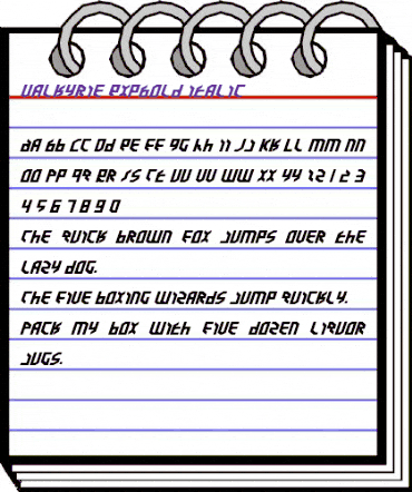 Valkyrie ExpBold Italic Regular animated font preview Valkyrie ExpBold Italic Regular animated font preview