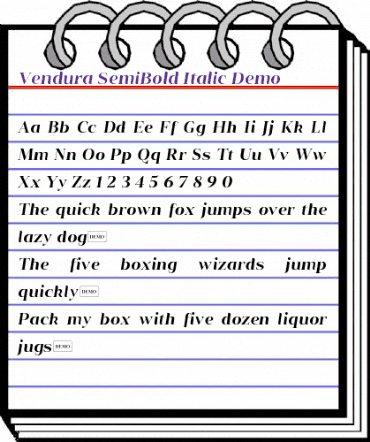 Vendura SemiBoldItalicDemo animated font preview
