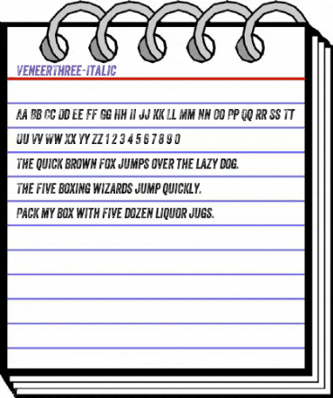 Veneer Three Italic animated font preview Veneer Three Italic animated font preview