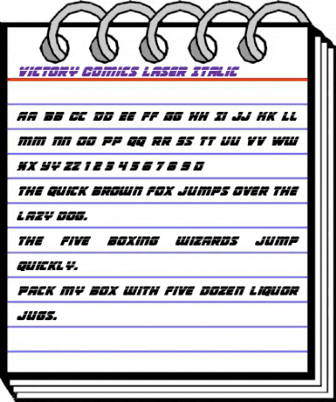 Victory Comics Laser Italic Italic animated font preview
