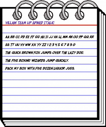 Villain Team-Up Spiked Italic Regular animated font preview Villain Team-Up Spiked Italic Regular animated font preview