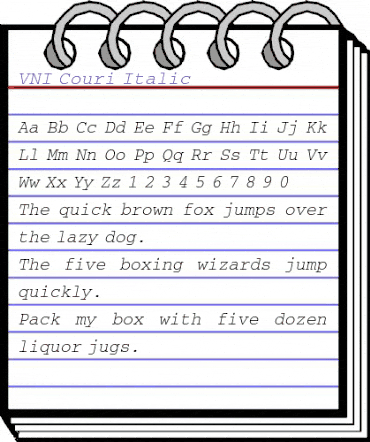 VNI-Couri Italic animated font preview