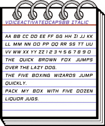 Voice Activated Caps BB Italic animated font preview Voice Activated Caps BB Italic animated font preview