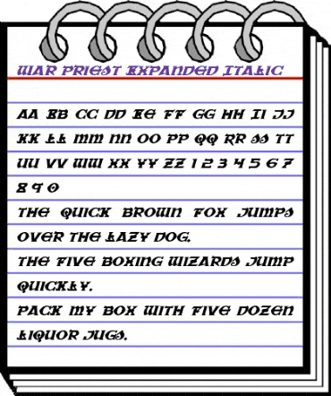 War Priest Expanded Italic Expanded Italic animated font preview