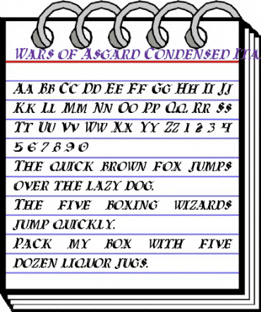 Wars of Asgard Condensed Italic Condensed Italic animated font preview