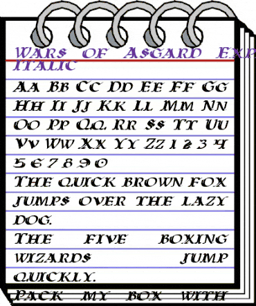 Wars of Asgard Expanded Italic Expanded Italic animated font preview Wars of Asgard Expanded Italic Expanded Italic animated font preview