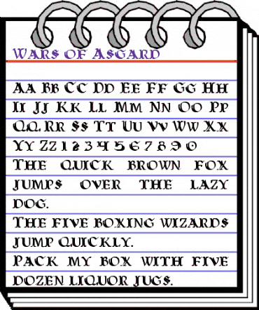 Wars of Asgard Regular animated font preview