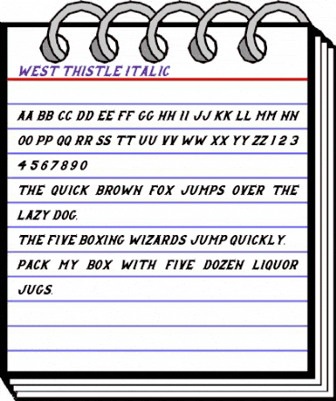 West Thistle Italic Regular animated font preview West Thistle Italic Regular animated font preview