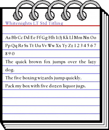 Whitenights LT Std Titling Regular animated font preview