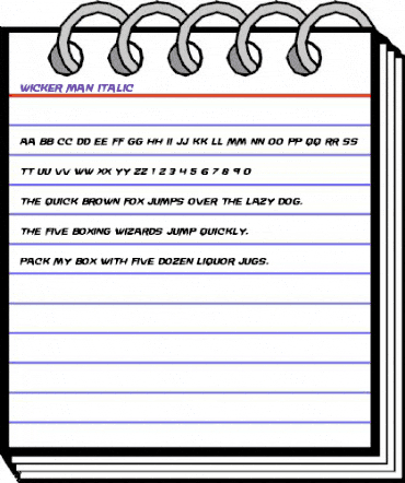 Wicker Man Italic Italic animated font preview