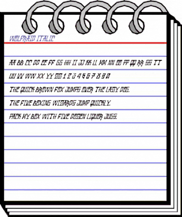 Wolfraid Italic Regular animated font preview Wolfraid Italic Regular animated font preview