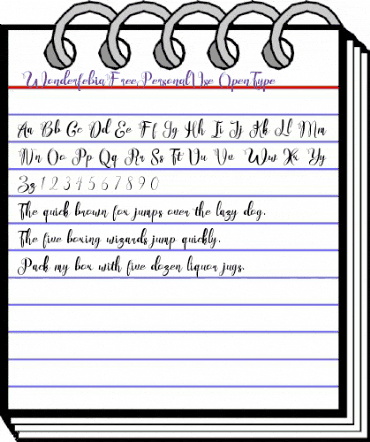 Wonderfebia Free Personal Use Regular animated font preview