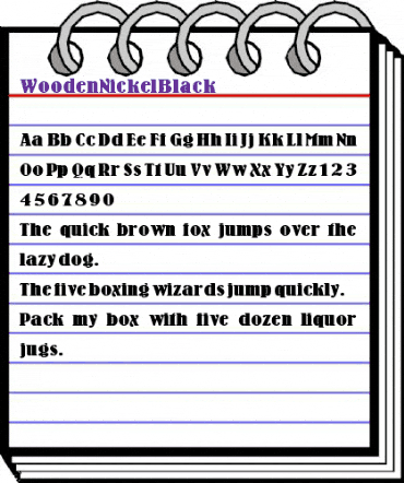 WoodenNickelBlack Regular animated font preview