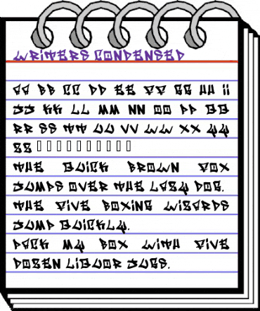 Writers condensed Regular animated font preview