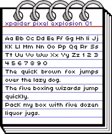 xpaider pixel explosion 01 Regular animated font preview